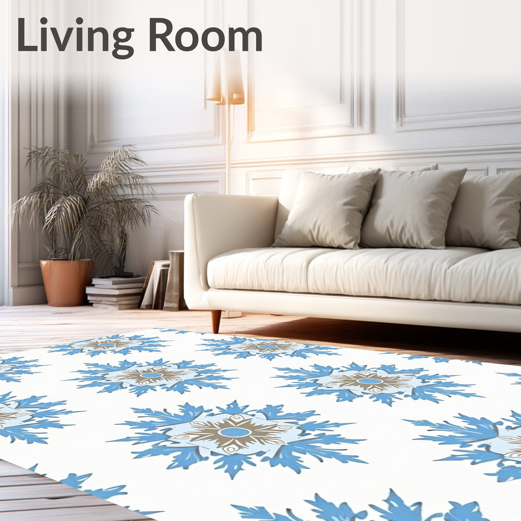 Aqua Gray Floral Medallion Rug