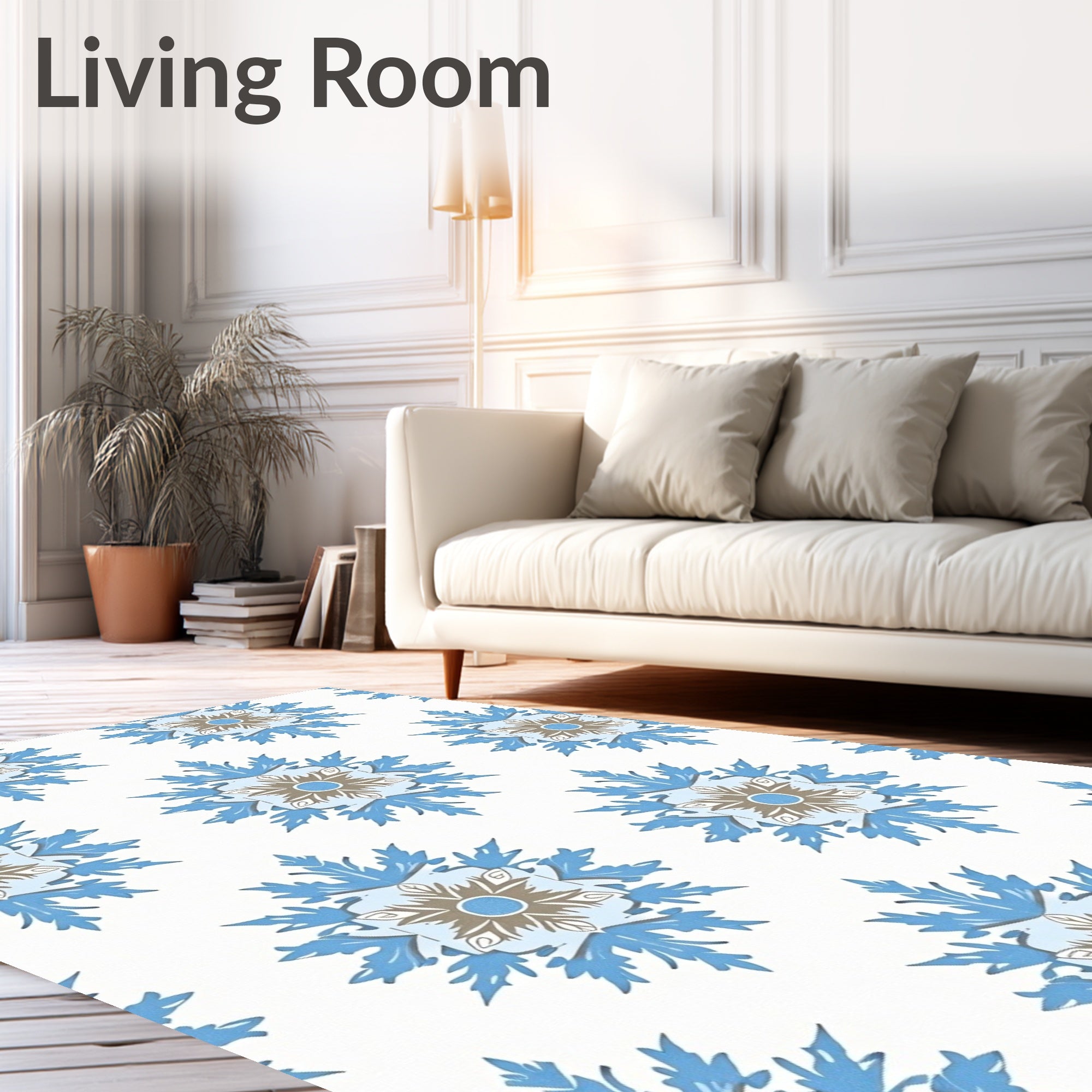 Aqua Gray Floral Medallion Rug