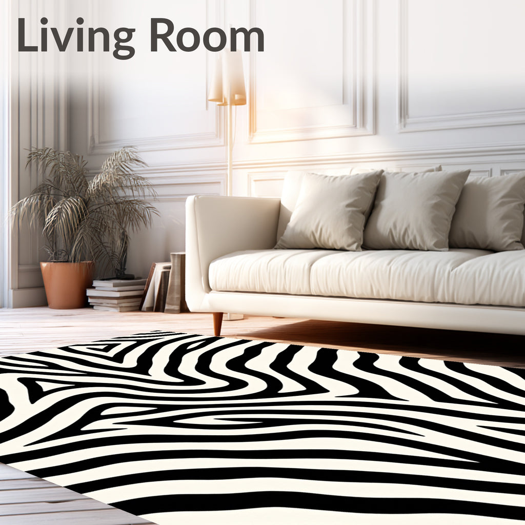 Bold Black Cream Zebra Stripe Rug