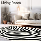 Bold Black Cream Zebra Stripe Rug