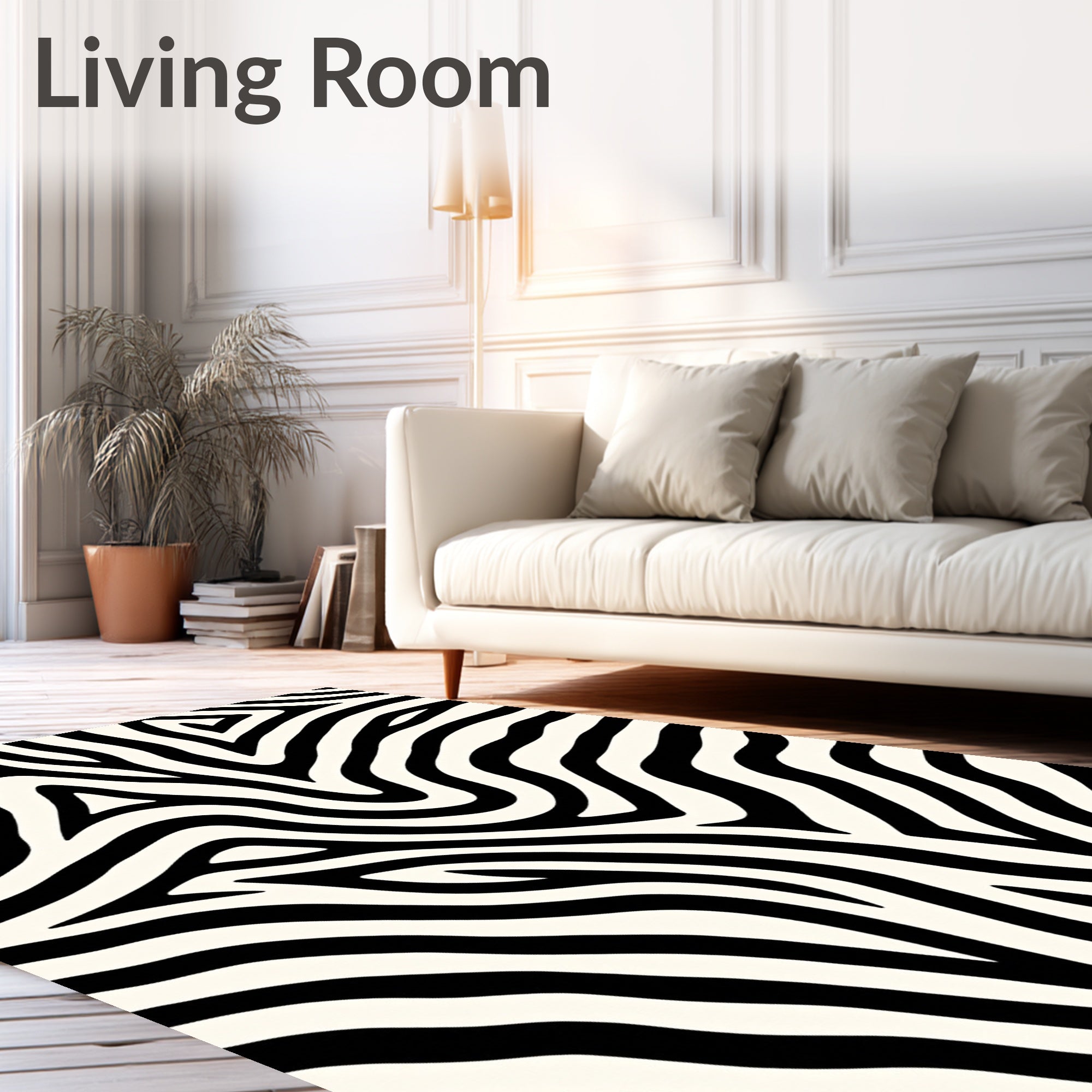 Bold Black Cream Zebra Stripe Rug