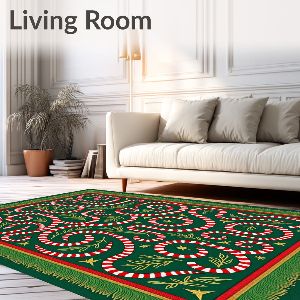 Emerald Green Candy Cane Swirls Rug