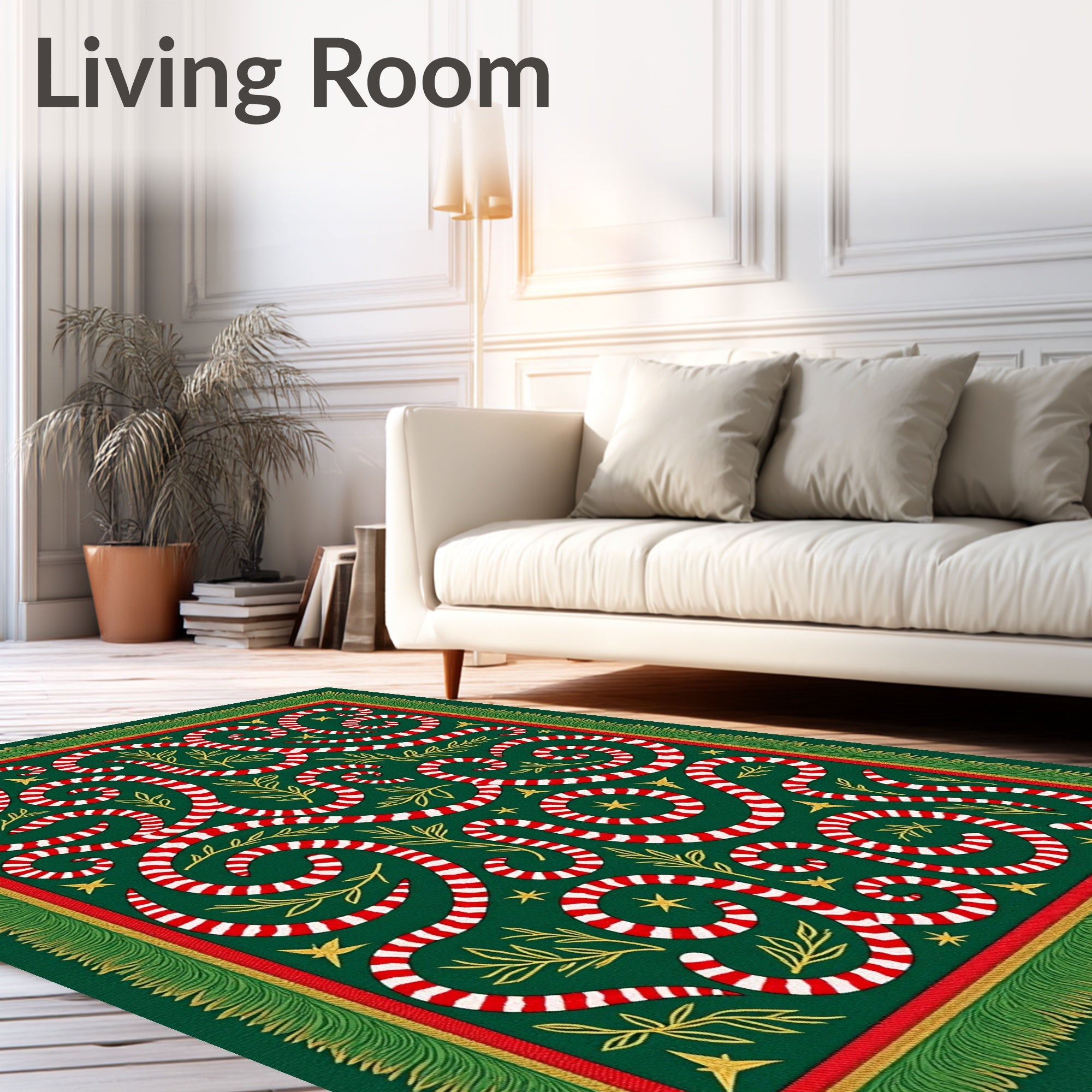Emerald Green Candy Cane Swirls Rug