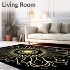 Golden Sunburst Medallion Art Deco Rug