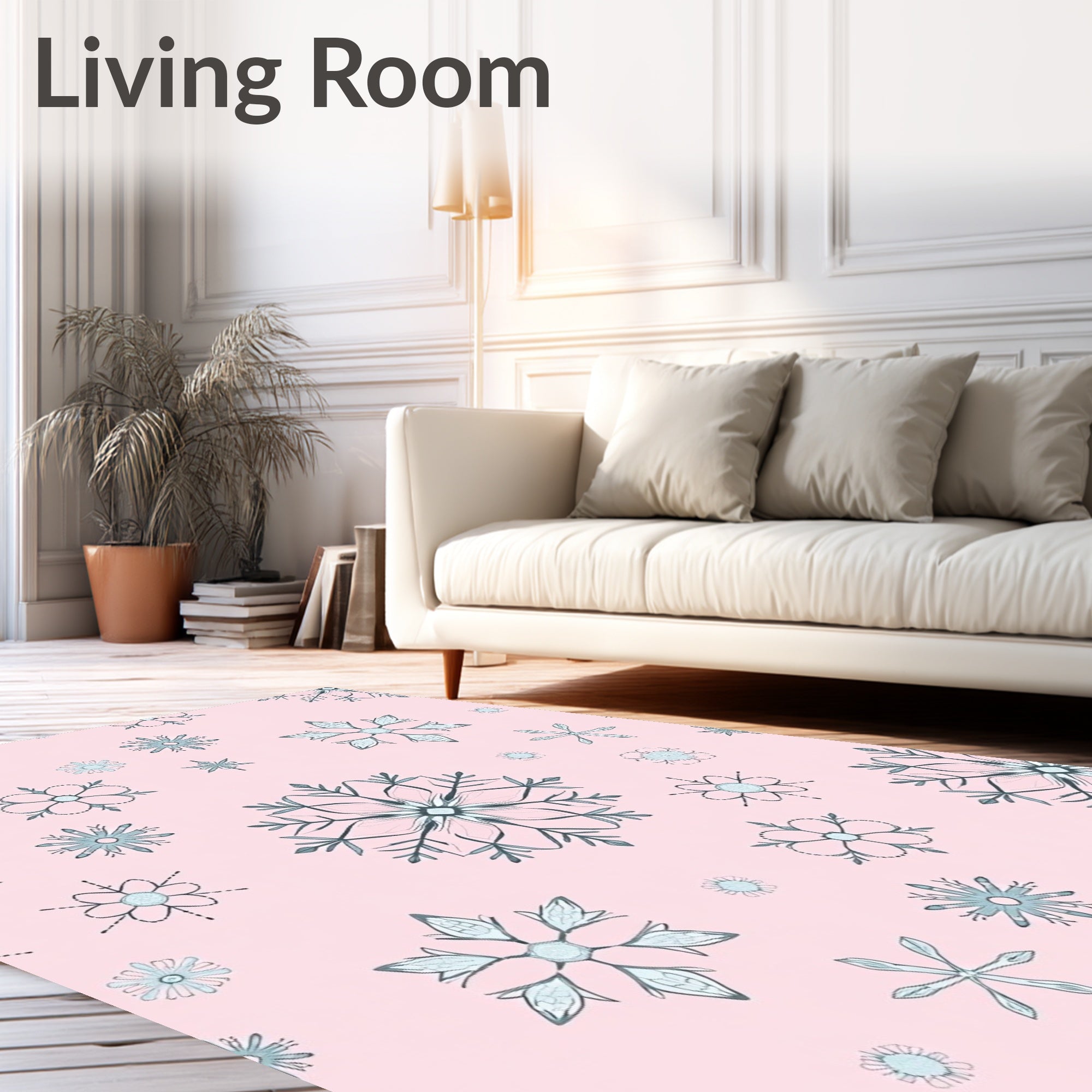 Pink Winter Snowflake Arrangement Rug