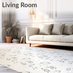 Silver Abstract Whimsical Figures Scooters Rug