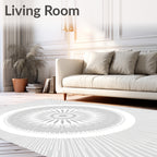 Silver Sunburst Mandala Rug