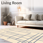 Modern Navy Geometric Line Rug