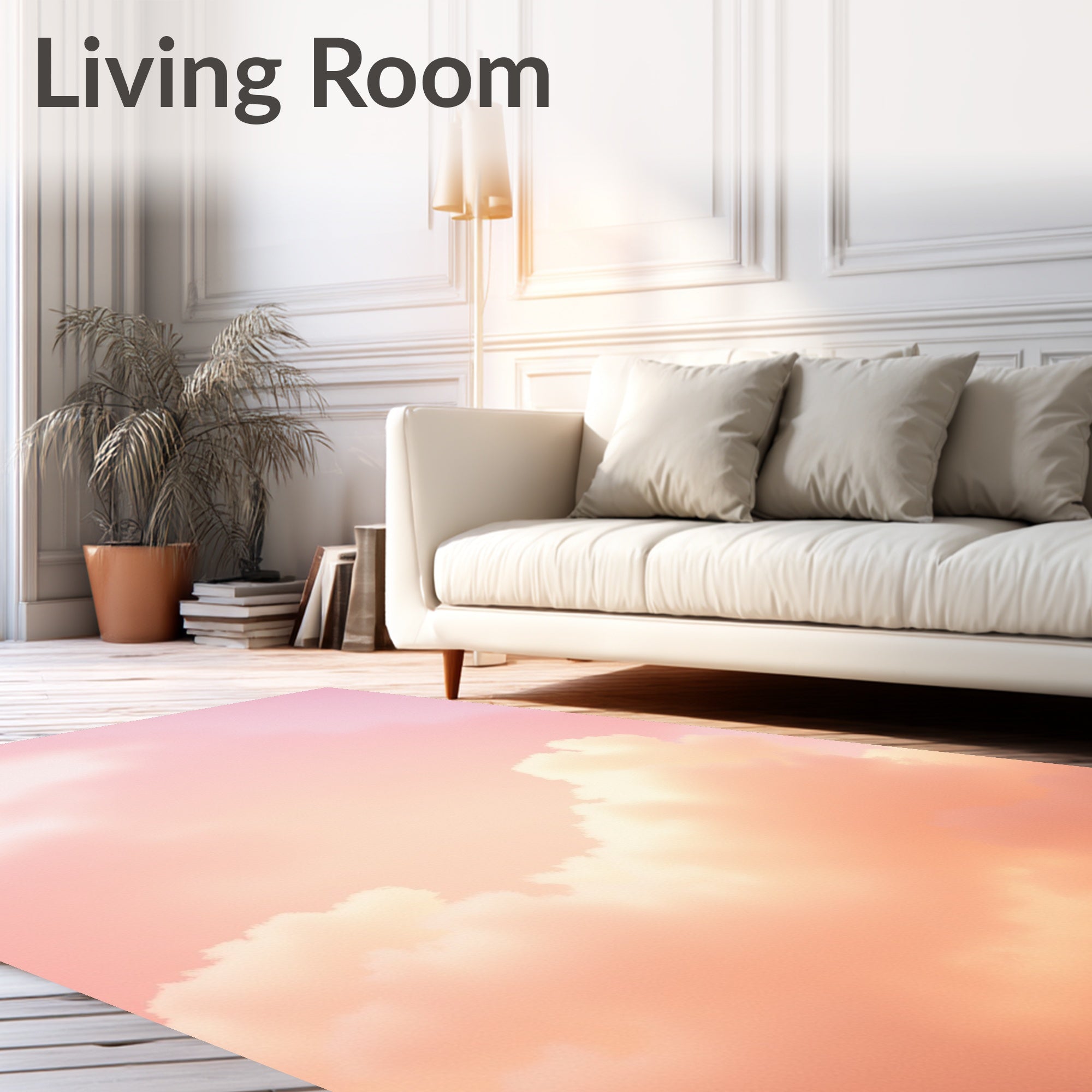 Dreamy Peach Cloudscape Sky Rug