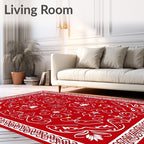 Bold Red Whimsical Celestial Garland Rug