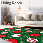 Festive Green Christmas Ornaments Garland Rug