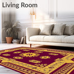 Rich Burgundy Gold Medallion Border Rug