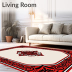 Crimson Black Ornate Medallion Border Rug