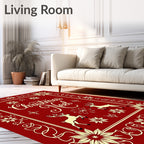 Crimson Deer Floral Christmas Border Rug