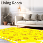 Bright Yellow Red Comic Circles Rug
