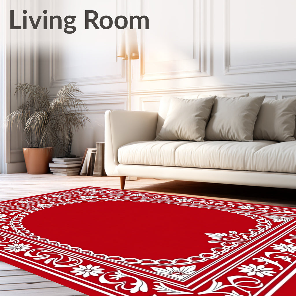 Crimson Floral Arch Traditional Rug