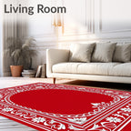 Crimson Floral Arch Traditional Rug