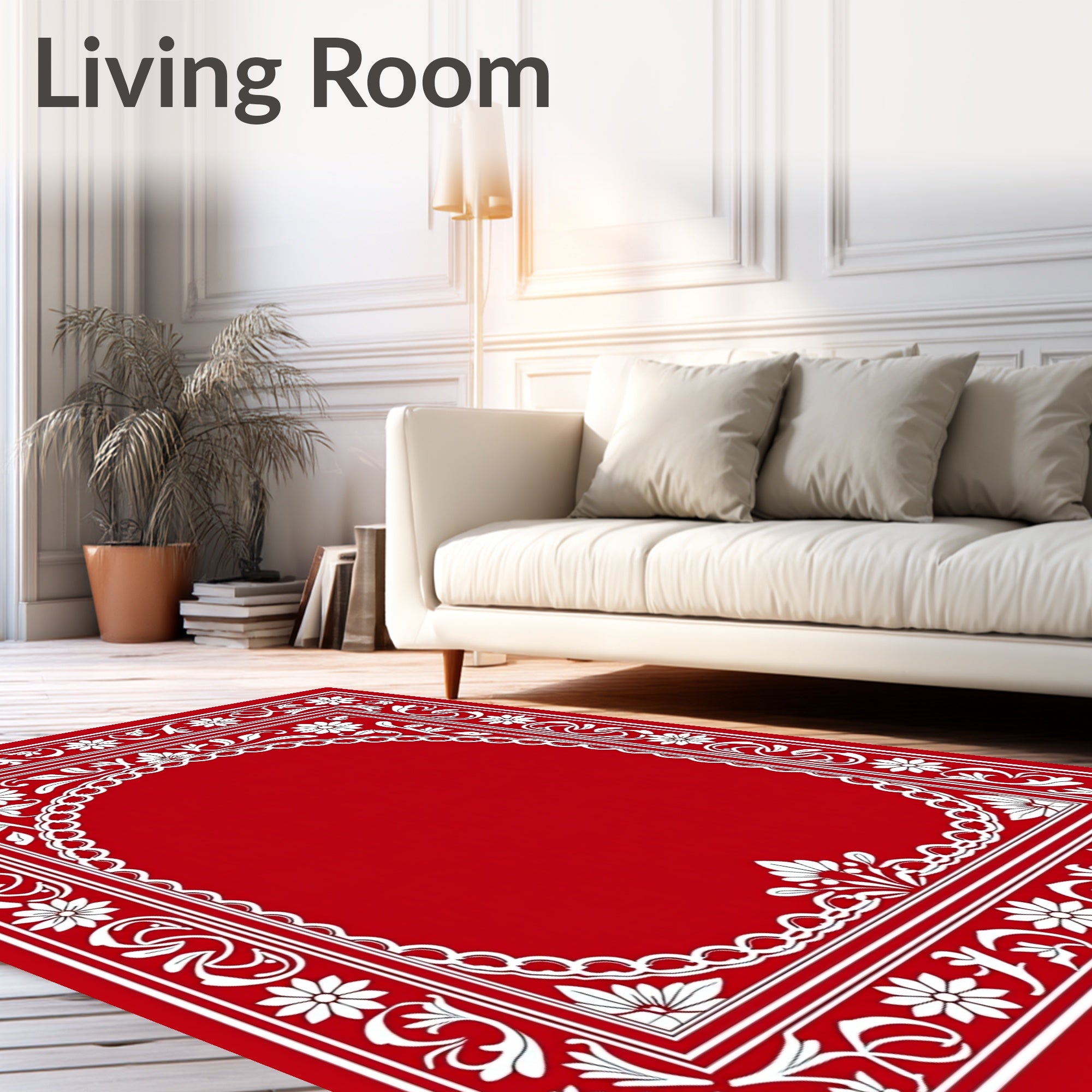 Crimson Floral Arch Traditional Rug