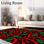 Festive Red Ribbon Pine Branch Harmony Rug