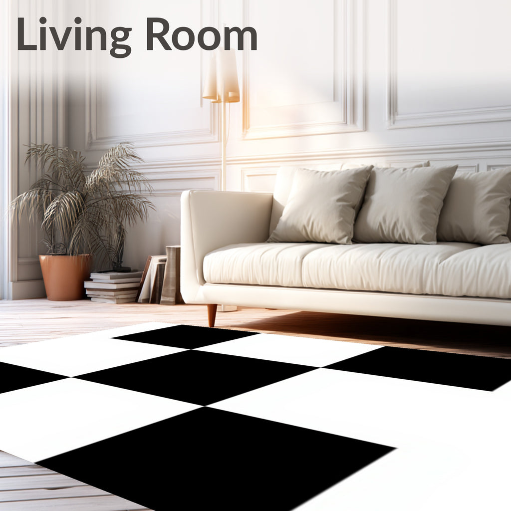 Classic Black White Checkered Square Rug