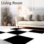 Classic Black White Checkered Square Rug