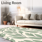 Pale Green Leaf Branch Arrangement Rug