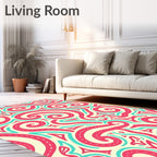 Whimsical Pink Teal Swirls Rug