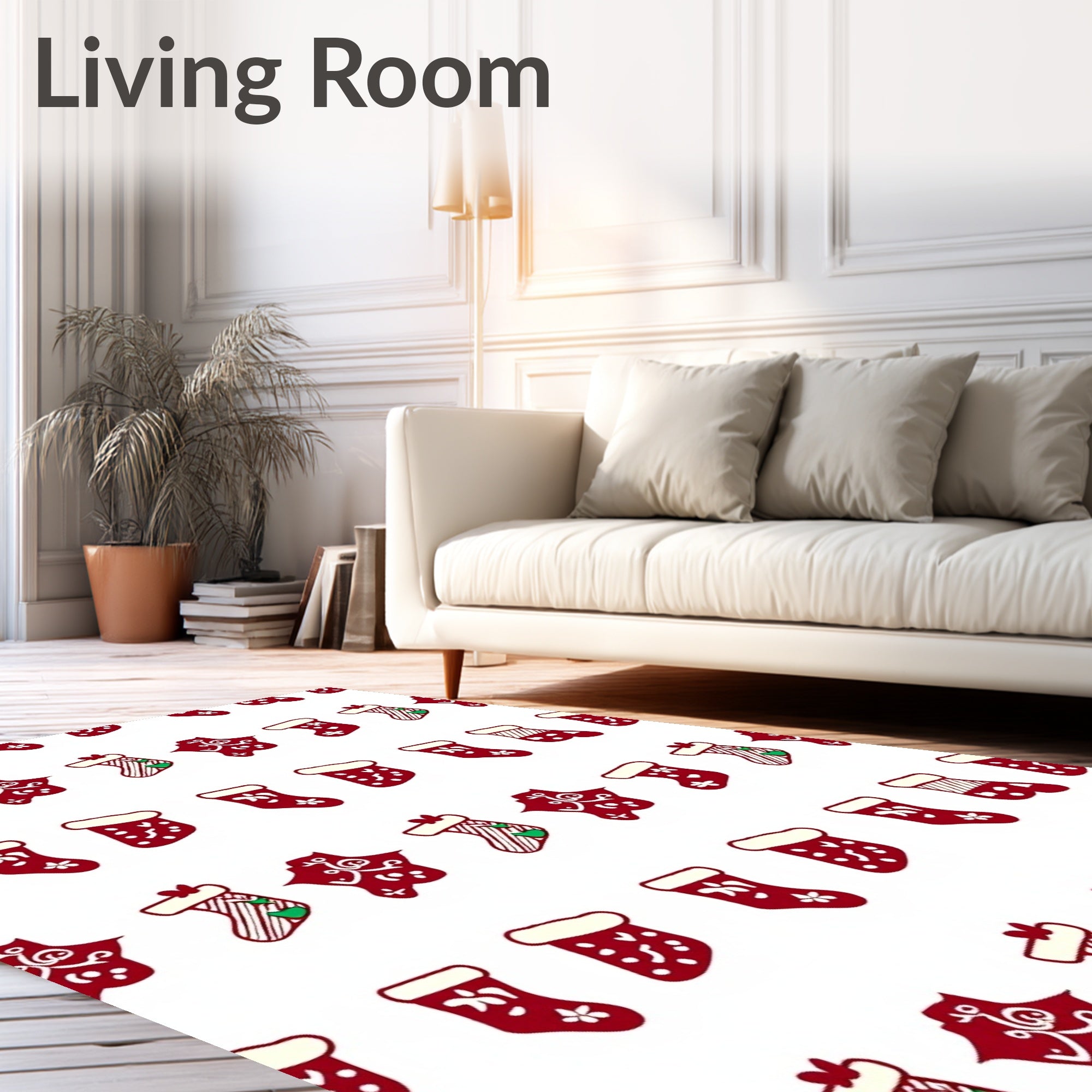 Red And White Christmas Stocking Medley Rug