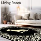 Classic Dog Silhouette Ornate Frame Rug