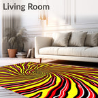 Vibrant Red Swirl Abstract Rug