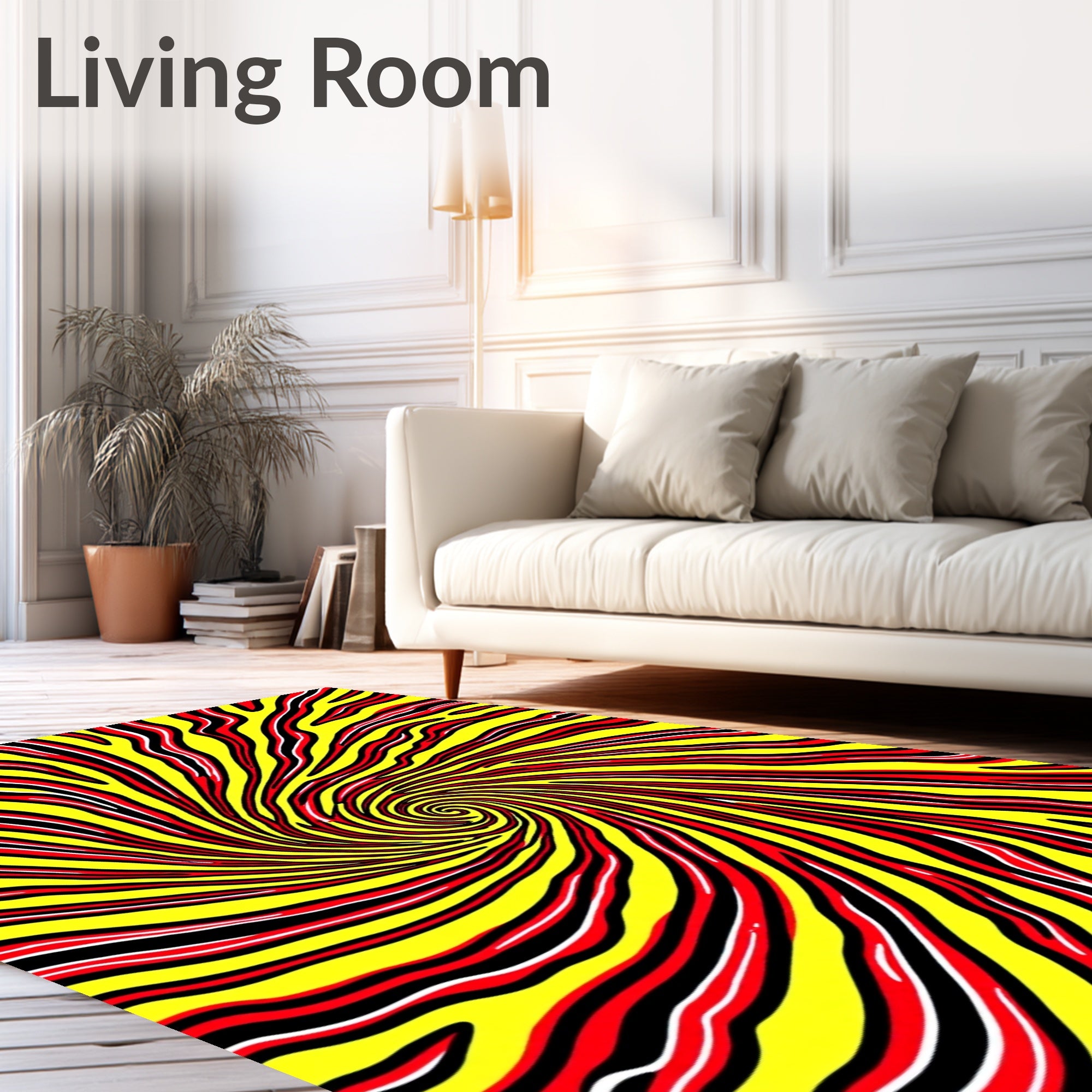 Vibrant Red Swirl Abstract Rug