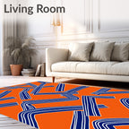 Striped Orange Blue Intersecting Lines Rug
