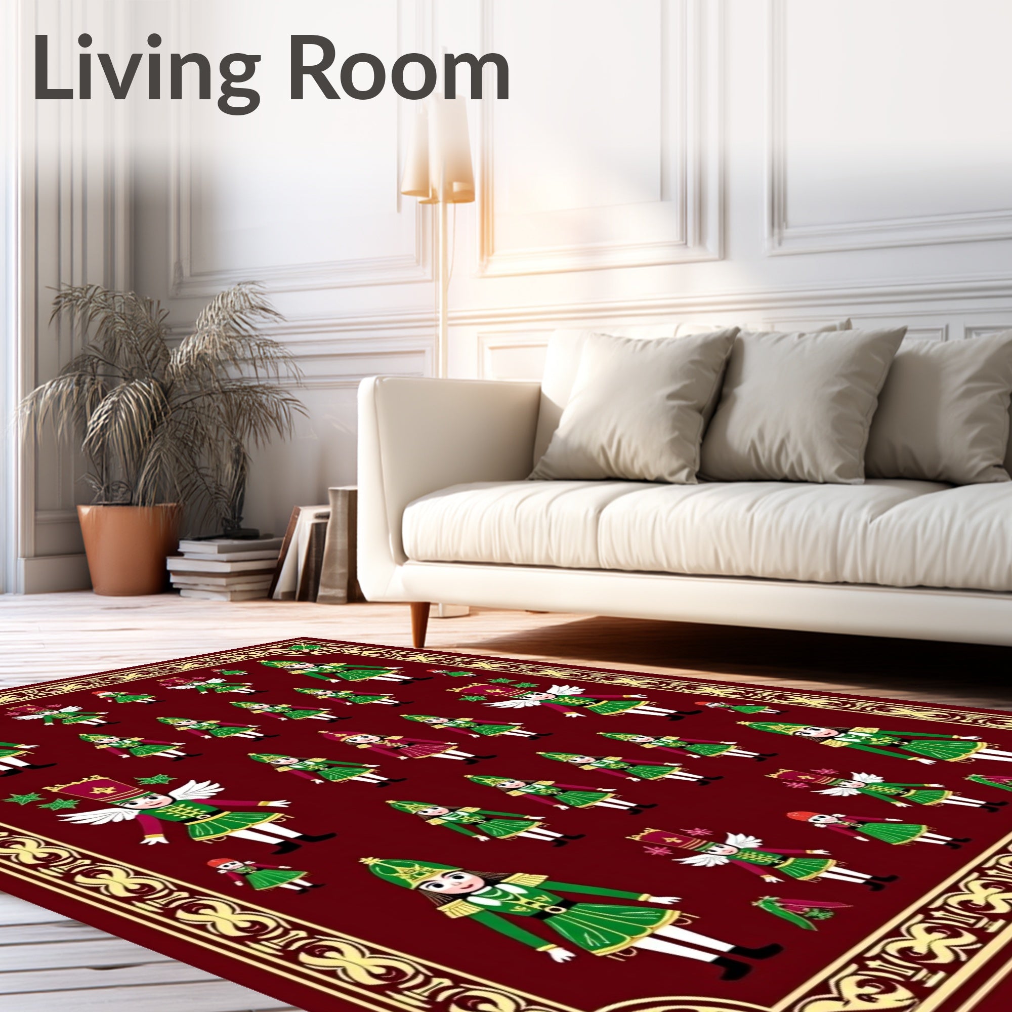 Nutcracker Soldiers Cherry Red Border Rug