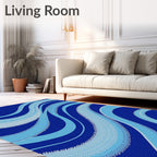 Deep Blue Ocean Wave Abstract Rug