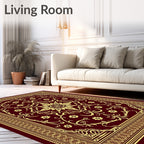 Crimson Golden Floral Vines Rug