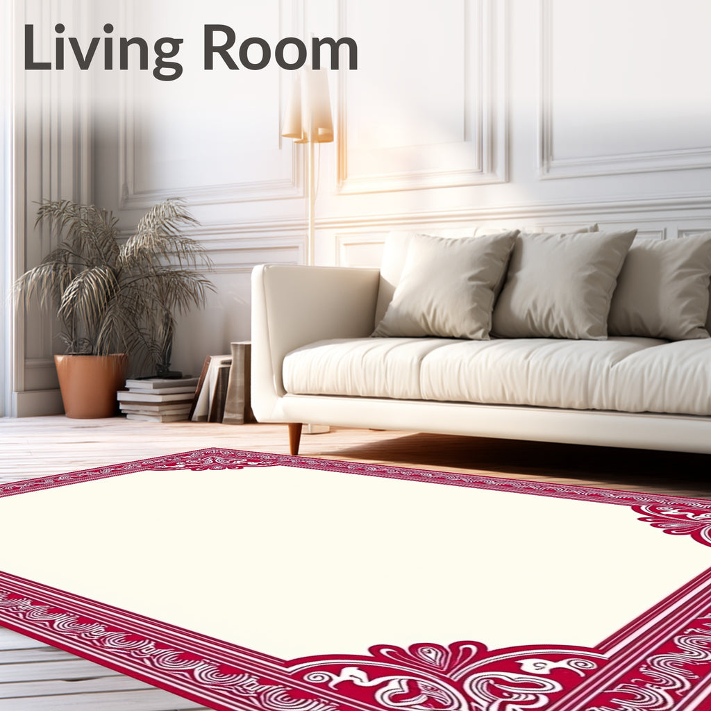Crimson Classic Ornamental Corner Scroll Rug