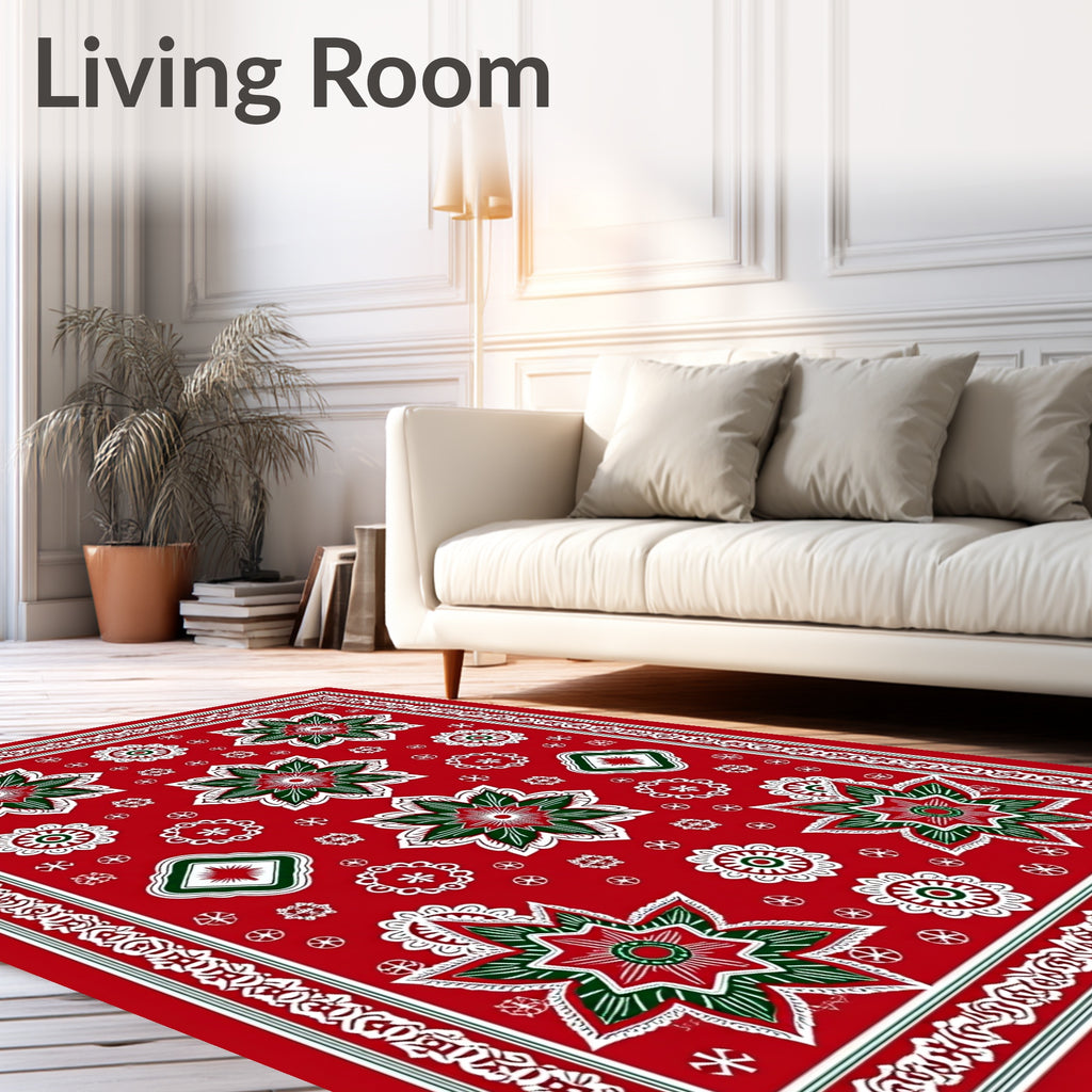 Bold Red Floral Starburst Rug