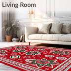 Bold Red Floral Starburst Rug