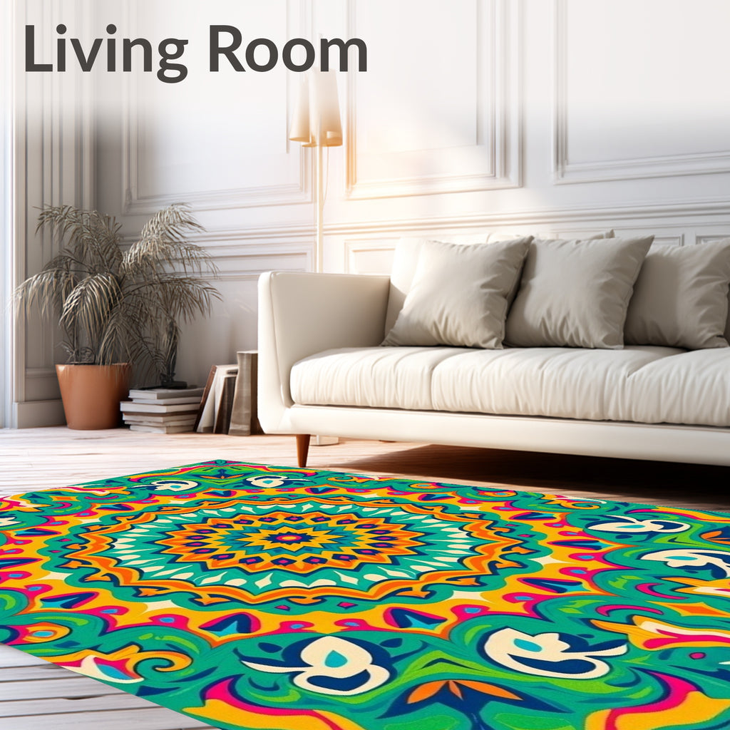 Vibrant Geometric Sunburst Medallion Rug