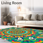 Vibrant Geometric Sunburst Medallion Rug