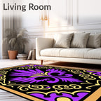 Vibrant Purple Gold Regal Flourish Rug