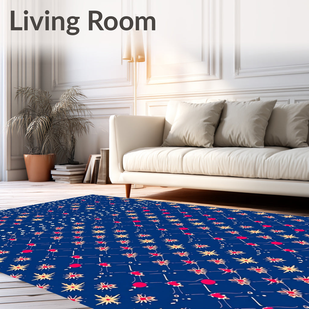 Deep Blue Starburst Diamond Medallion Rug