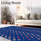 Deep Blue Starburst Diamond Medallion Rug