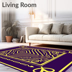 Deep Purple Yellow Geometric Medallion Rug