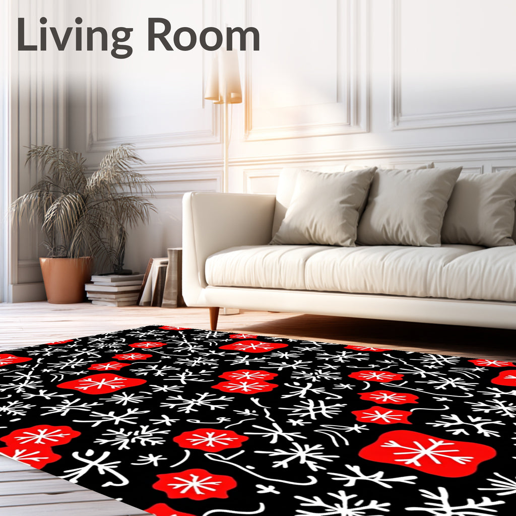 Red Snowflake Medallion Scatter Rug