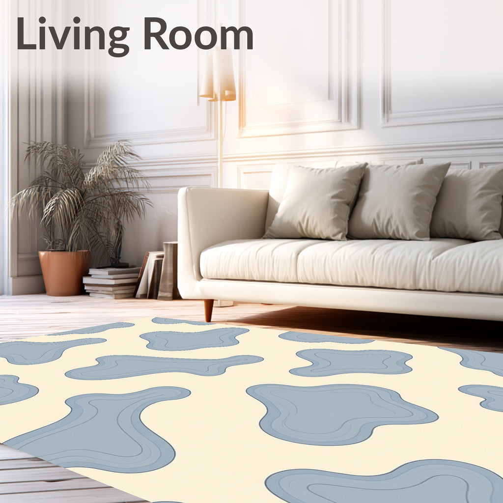Soft Blue Organic Cloud Shapes Rug