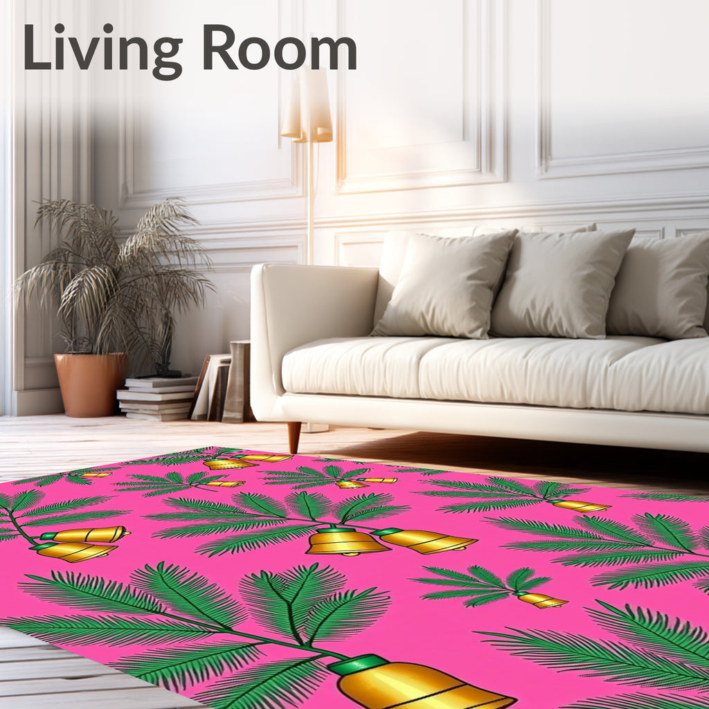 Emerald Bells Pink Background Rug