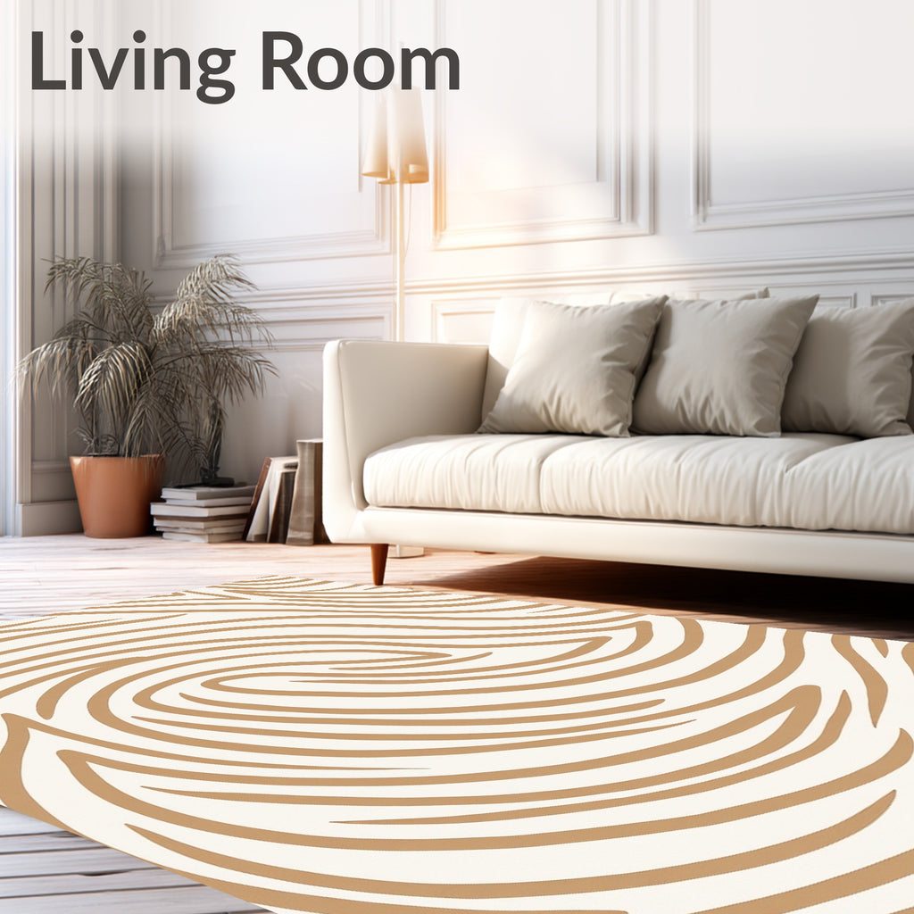 Earthy Tan Abstract Swirl Rug
