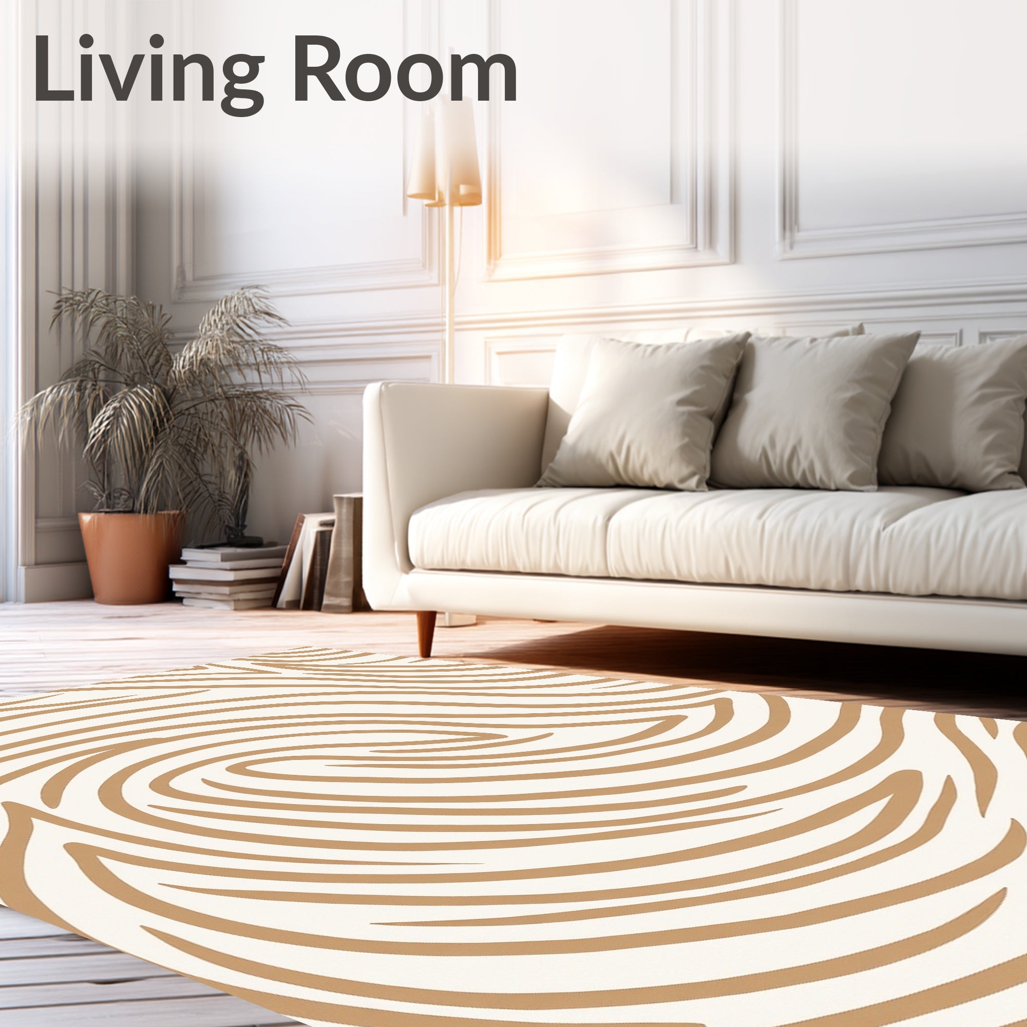Earthy Tan Abstract Swirl Rug