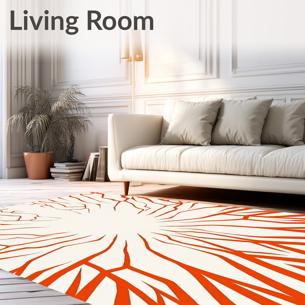 Crimson Orange Radial Burst Rug